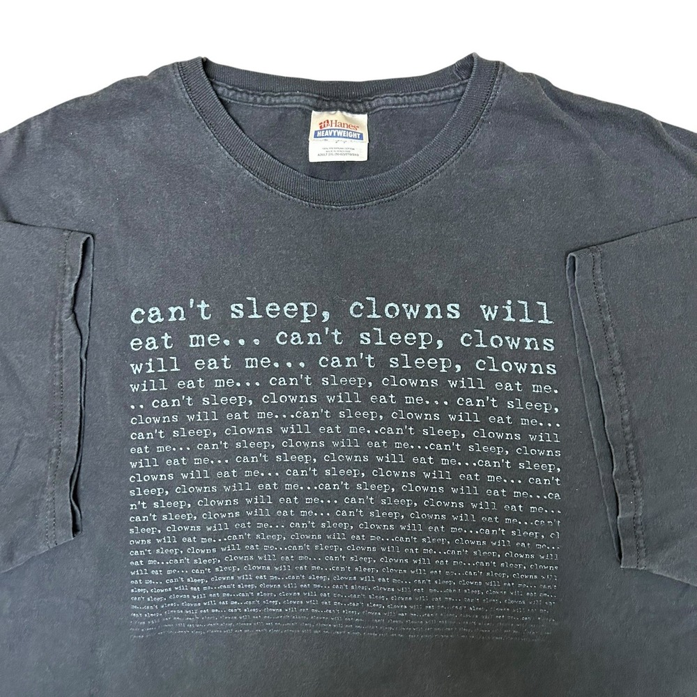 VTG Alice Cooper "Can't Sleep Clowns Will Eat Me"‎ Y2K Black T-Shirt Men's 2XL